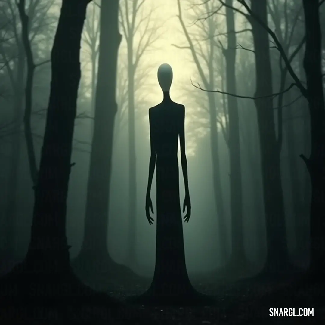 Shrouded in mist, a creepy figure haunts the depths of the forest, surrounded by eerie trees, inviting both curiosity and apprehension into the hearts of those who dare to wander. A chilling figure stands alone in a fog-laden forest, obscured by mist, with gnarled trees looming ominously in the background, creating a haunting scene of isolation.