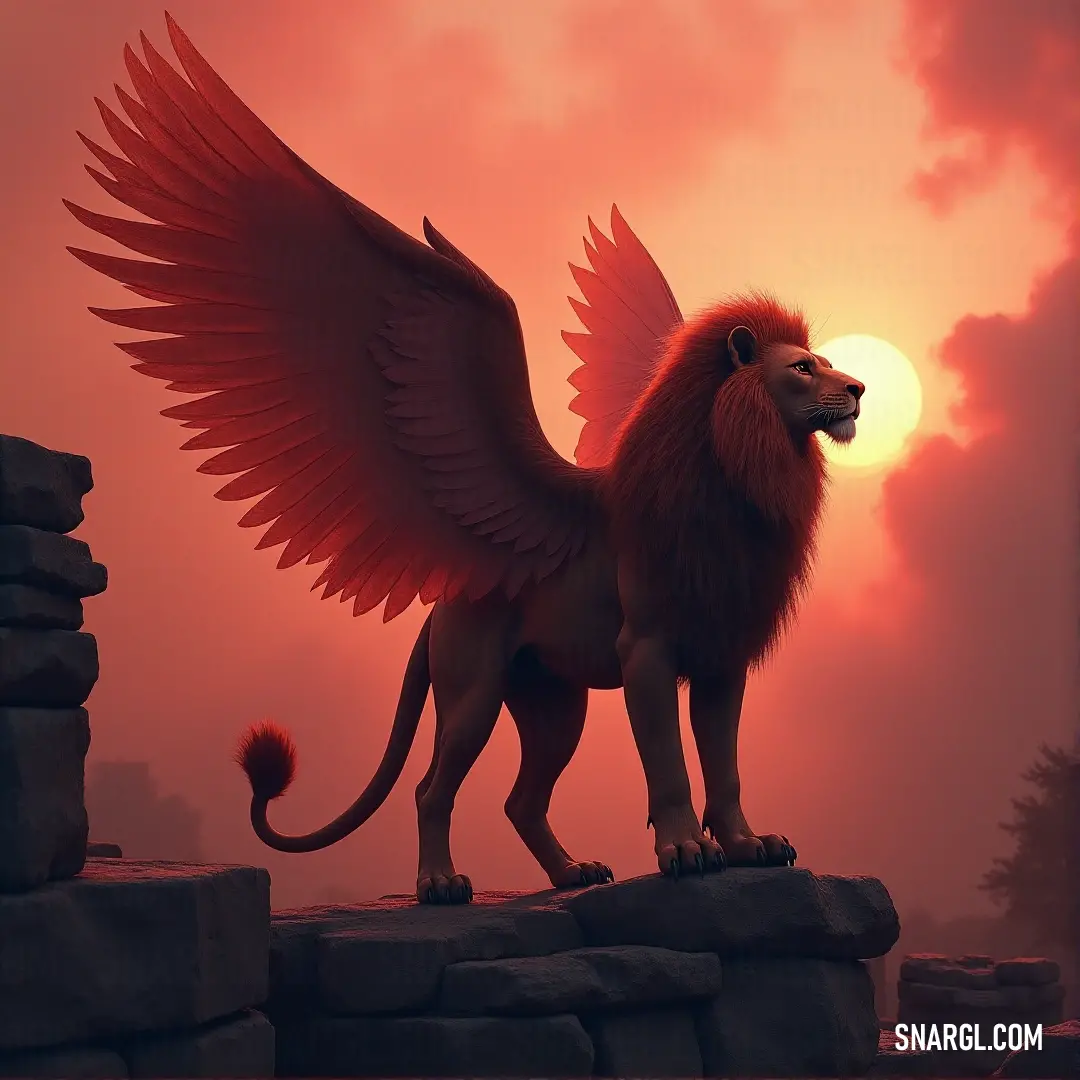 The Everlasting Simurgh stands atop a rocky formation, wings unfurled as the sun sets behind it, creating a majestic silhouette against the golden sky. The Everlasting Simurgh stands tall on a rocky formation, with wings outstretched toward the glowing sun as it sets on the horizon, casting a golden light that highlights the creature’s regal stature.