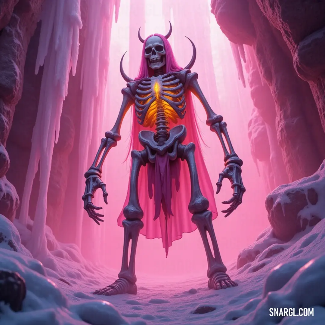 The Grim Ruler ignites a candle's glow in a mesmerizing pink and purple cave. The Grim Ruler holds a candle in a vibrant pink and purple cave, surrounded by swirling colors. The mystical light creates a magical atmosphere that enhances the intrigue of the Ruler's presence.
