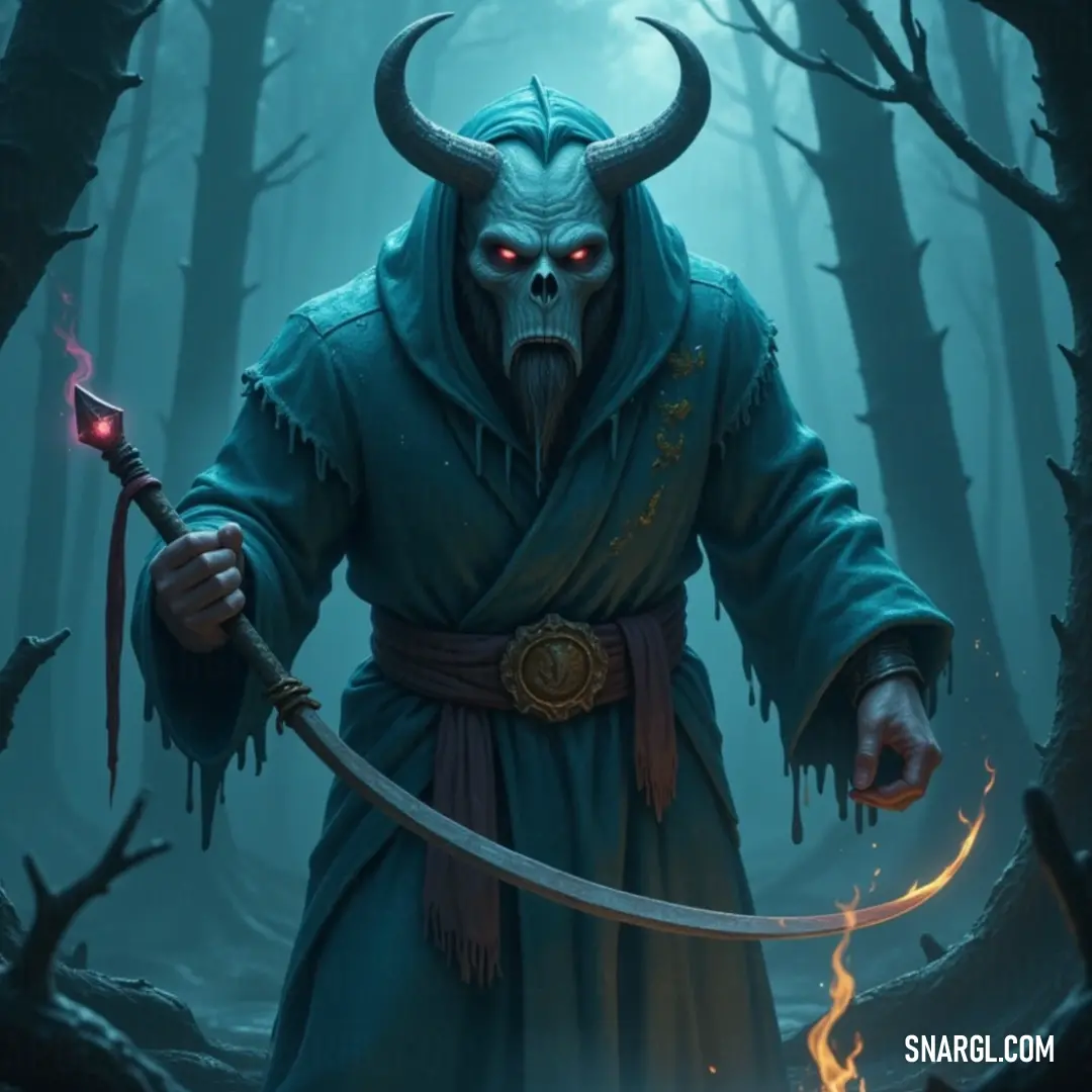 In an enchanting forest shrouded in fog, the Haunted Adventurer looms, wielding a sword, with a glowing red eye that pierces the mystery of the surrounding shadows. The Haunted Adventurer stands tall in a mystical forest, wielding a sword as the ethereal glow of a red eye pierces through the misty fog, creating an enigmatic and haunting atmosphere amidst the ancient trees.