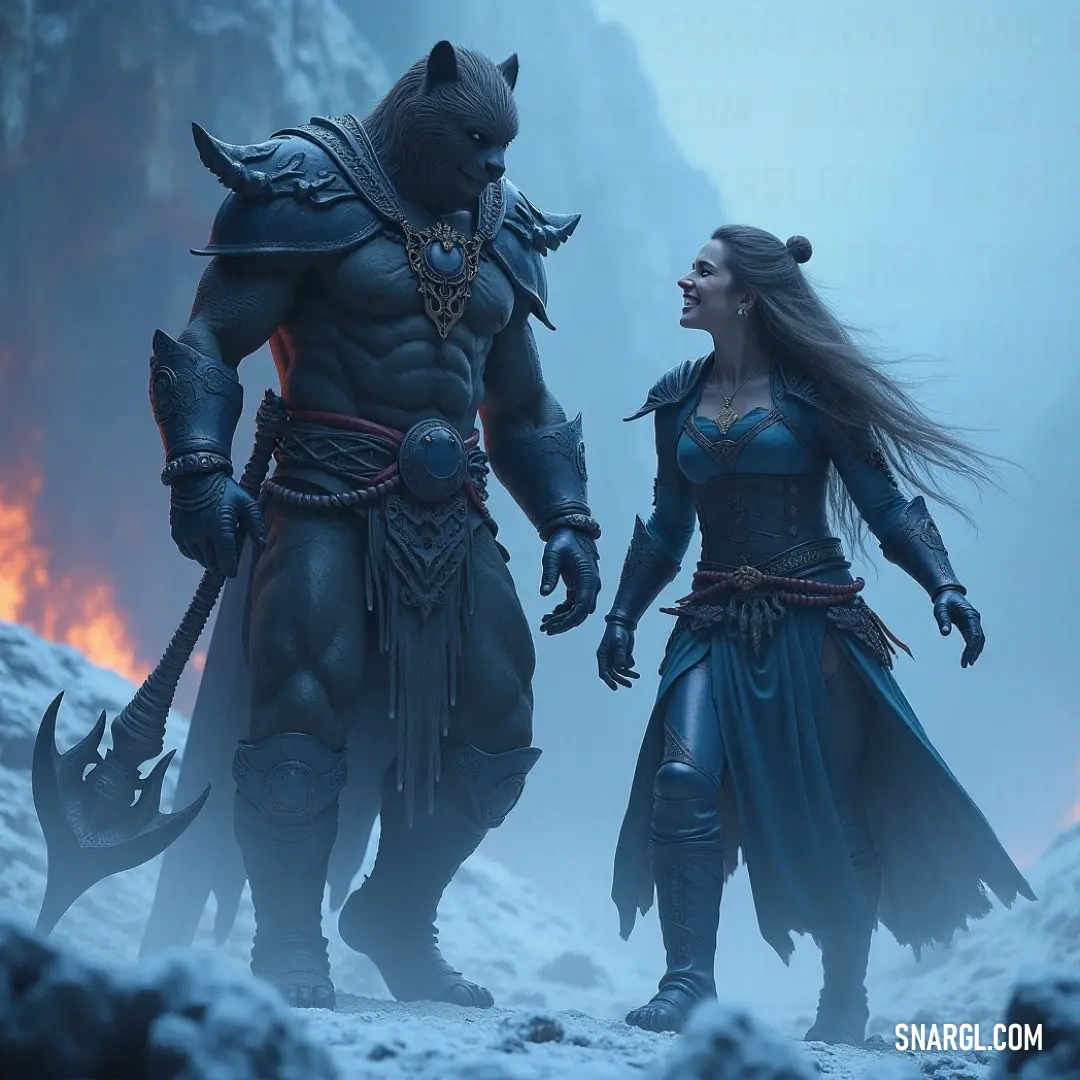 In a serene winter wonderland, a couple stands near the majestic Holy Chariots, which grace the mountainside, embodying tranquility and the beauty of solitude. A picturesque duo stands amidst a snowy landscape, with majestic Holy Chariots gracing the mountainside, illuminating the scene with grandeur and a sense of peace.
