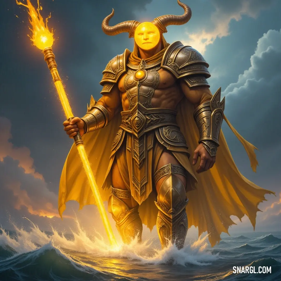 A formidable warrior in demon-inspired garb, wielding a sword, stands unwaveringly, embodying strength and readiness for battle. In a fierce pose, a warrior figure clad in a striking demon-like attire holds a gleaming sword, ready for battle against shadowy foes, surrounded by an aura of strength and determination.