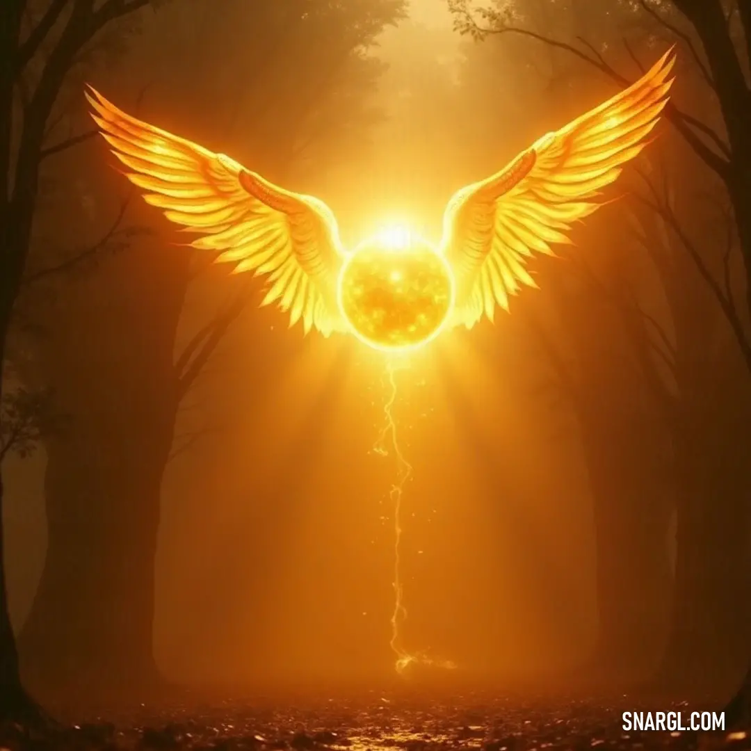 A vibrant yellow-winged figure sweeps gracefully over a serene forest at night, where shafts of light dance through the trees, weaving a tale of enchantment and exploration. An enchanting yellow figure with wings soars over a moonlit forest, where beams of light filter through the trees, creating a mystical scene that captures the essence of night's tranquility and the allure of adventure.
