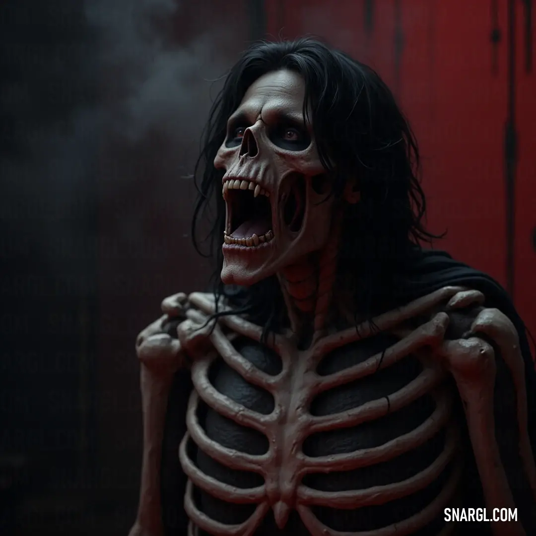 In a dimly lit room adorned with crimson walls, The Lich leisurely smokes a cigarette, his black hair contrasting with the vibrant space, creating an atmosphere rich with intrigue and a sense of darkness that envelops his being.