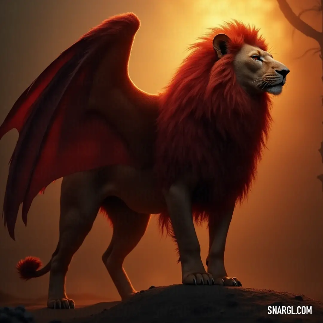 A striking Simurgh with a fiery red mane, standing boldly in a shadowy forest, lit by a powerful, bright aura behind it. An awe-inspiring Simurgh with a flowing red mane and tail, surrounded by the shadows of a dark forest illuminated by a radiant light behind it.