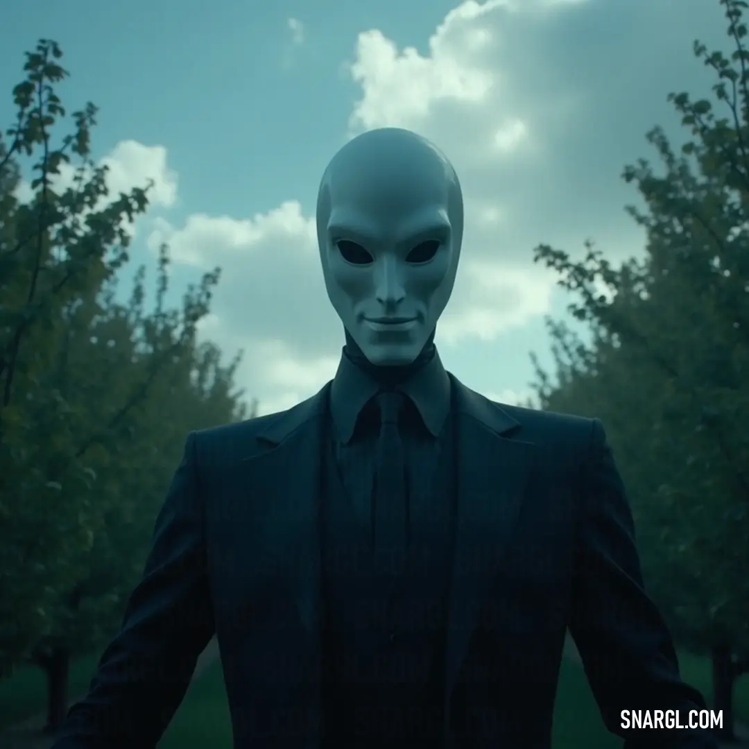 A masked figure in a sophisticated suit stands silently in a park, where lush trees form a peaceful backdrop, creating a sense of enigma and contemplation. A shadowy man cloaked in a tailored suit and mask stands in a tranquil park, surrounded by serene trees gently swaying in the breeze, embodying an air of intrigue and secrecy amidst the natural beauty.