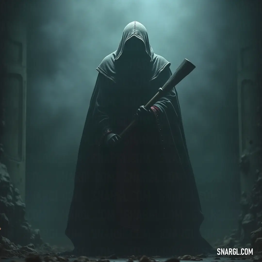 The eerie Monster Under the Bed, cloaked and armed with a baseball bat, shrouded in fog, emerges from the shadows to confront the fears of the unknown. The Monster Under the Bed, draped in a hooded cloak, brandishes a baseball bat, confronting the depths of darkness. A mysterious fog enshrouds him, while beams of light create an unsettling yet captivating atmosphere within a shadowy room.