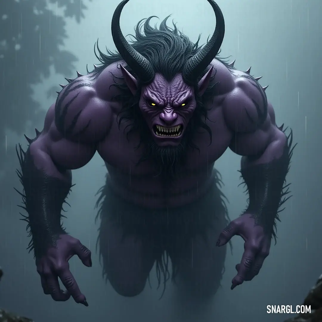 The Oni King, adorned with grand horns and a detailed face, stands majestically in a gentle rain, exuding an air of mystery and nobility in the enchanting atmosphere. The Oni King, adorned with majestic horns and an intricately designed face, stands stoically in the rain, adding an aura of mystery and elegance to the enchanting scene enveloped in droplets.