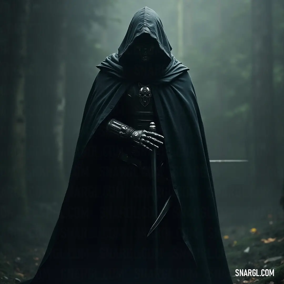 A shadowy figure clad in a hooded cloak grips a sword tightly, surrounded by fog-laden trees, embodying the tension and thrill of an unseen journey. A hooded entity, brandishing a gleaming sword, stands amidst a mystical forest shrouded in fog, evoking an atmosphere of suspense and a sense of adventure just around the corner.