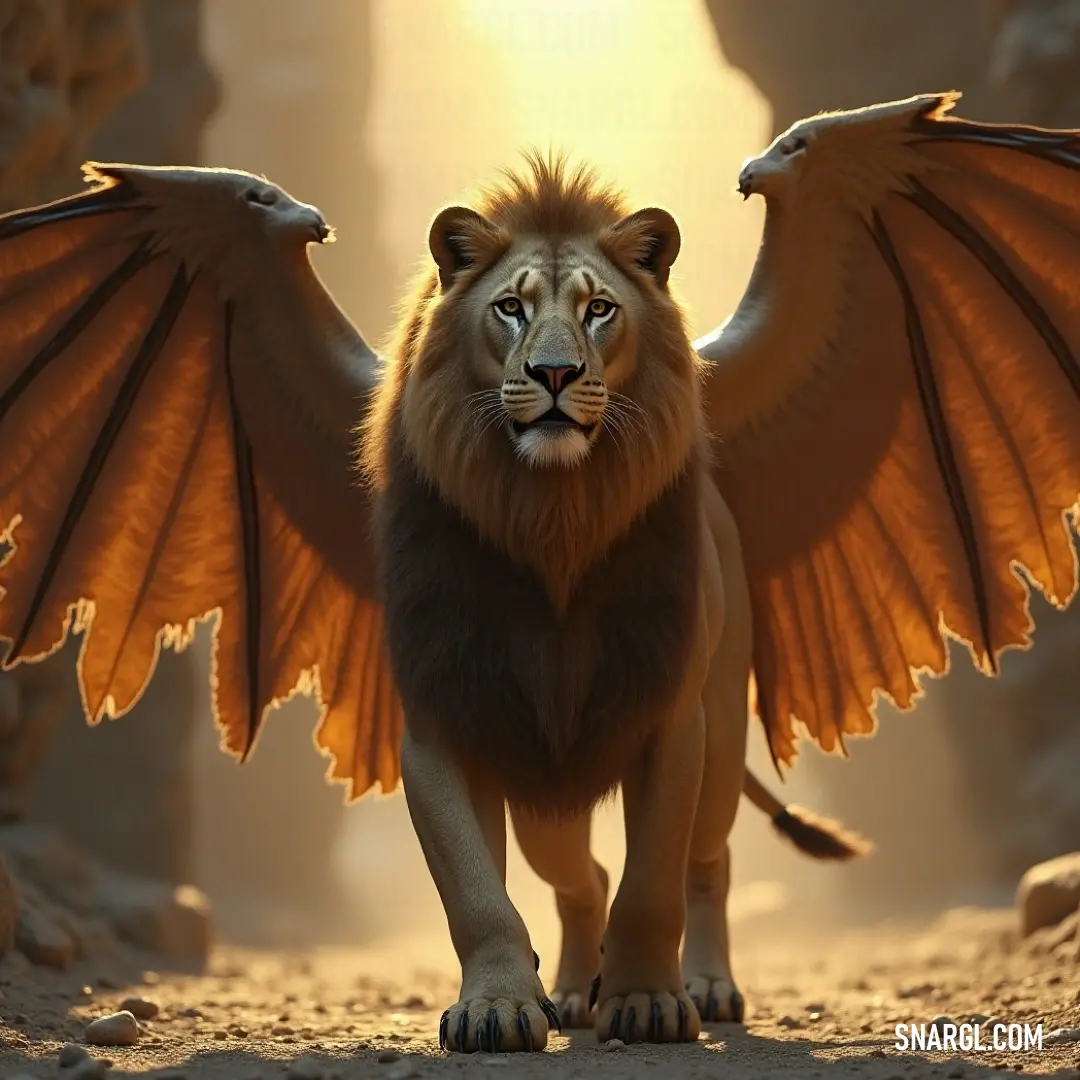 The Primal Simurgh with wings spread in a sunlit cave. The Primal Simurgh, with wings majestically unfurled, stands proudly within a mystical cave, as shafts of sunlight pierce through the rocky formations, illuminating the enchanted space.