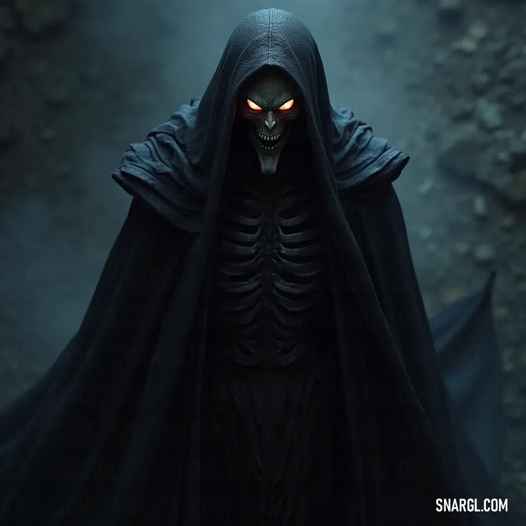 A Ringwraith emerges from the darkness, its cloak shrouding its form, eyes aglow with eerie light, evoking an unsettling ambiance of fear and intrigue. Darkness envelops the ominous figure of a Ringwraith as its deep, hooded cloak melds with the night, its piercing glowing eyes shimmering with an unsettling light, suggesting an air of foreboding and mystery lurking in the shadows.