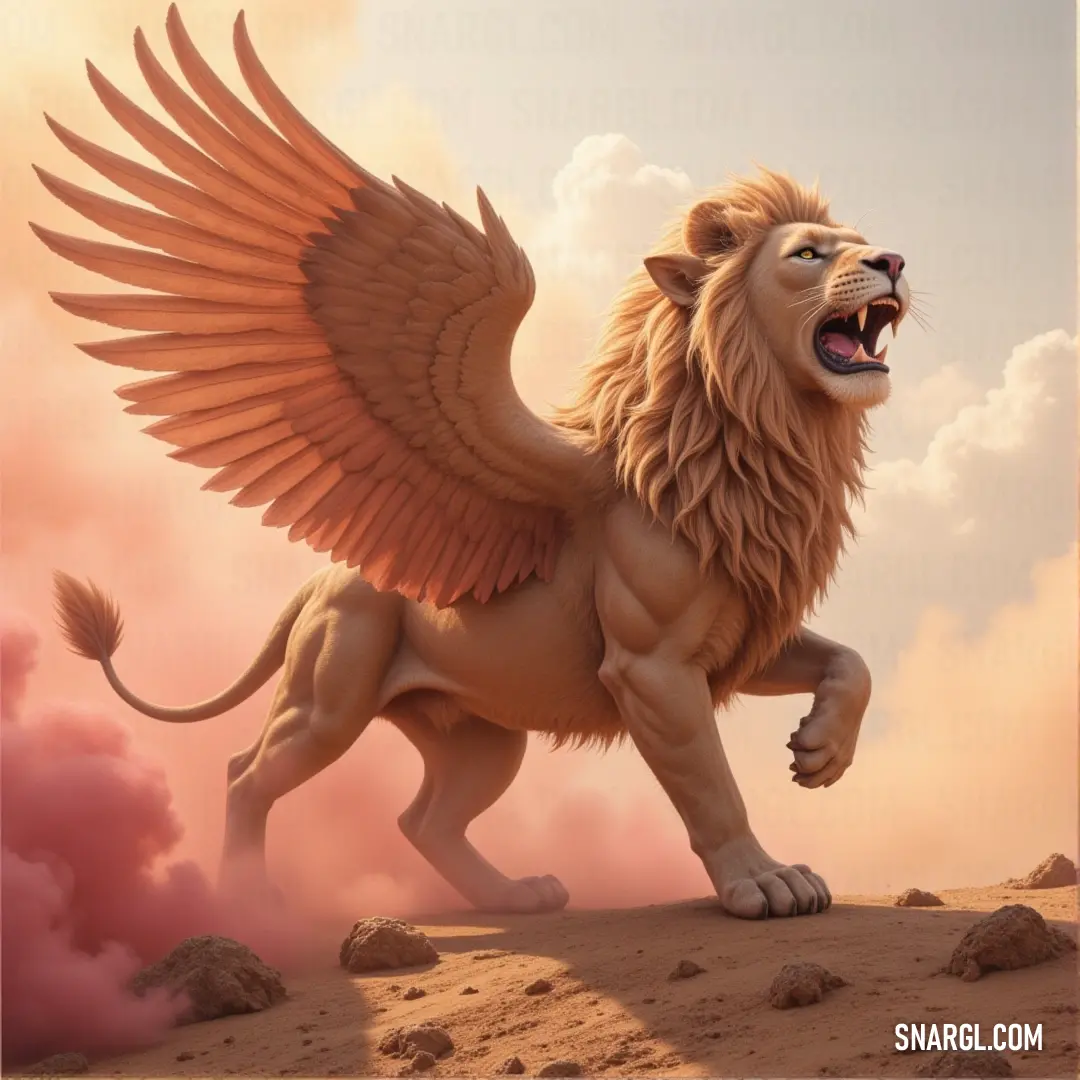 The Sublime Simurgh stands on a desert rock, wings unfurled, against the backdrop of an endless sky and sweeping sands. The Sublime Simurgh stands proud on a rock in the vast desert, its wings spread wide under a clear blue sky. The endless sands around it seem to stretch forever, as if the majestic being is the guardian of the arid wilderness.