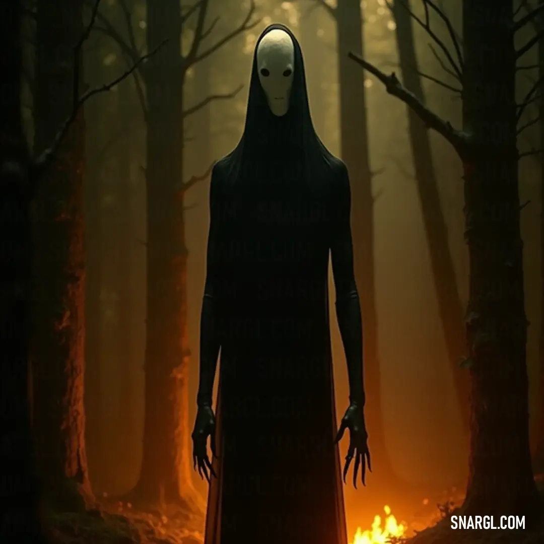 A ghostly figure shrouded in a hooded suit blends into the ethereal beauty of the forest, illuminated by an otherworldly glow that hints at secrets long buried in the shadows. Draped in a hooded suit and mask, The Unseen Entity stands against a backdrop of shimmering light piercing through the trees, creating an eerie yet captivating presence as it embodies ancient mysteries.