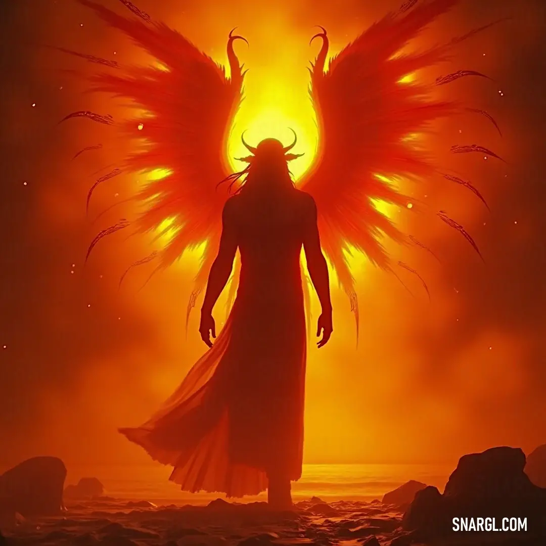 The Wheels of Fire, magnificent and powerful, positioned before a bright orange sun, enveloped in a halo of light, radiating fierce elegance. The heroic Wheels of Fire stand gloriously before a bright, fiery orange sun, their large wings capturing the brilliance of the moment with a halo shining above them.