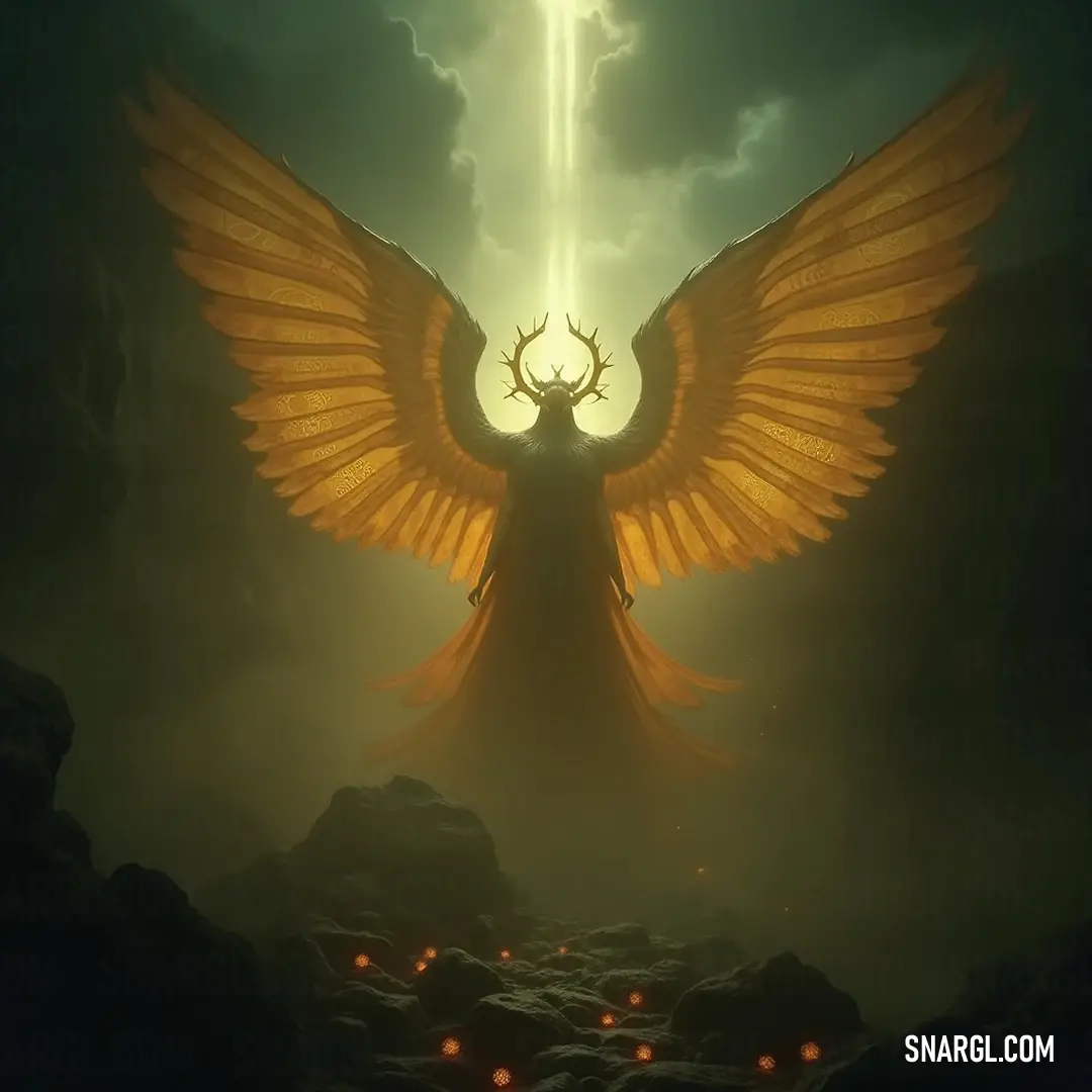 The Wheels of Knowledge, towering with grand wings, stands in a shadowy forest, illuminated by a mystical beam of light, embodying the enduring pursuit of wisdom amidst the unknown. With expansive wings, The Wheels of Knowledge commands attention in a dark forest. The interplay of shadows and a piercing beam of light illustrates the perpetual quest for wisdom, enveloping her in a magical atmosphere of discovery.