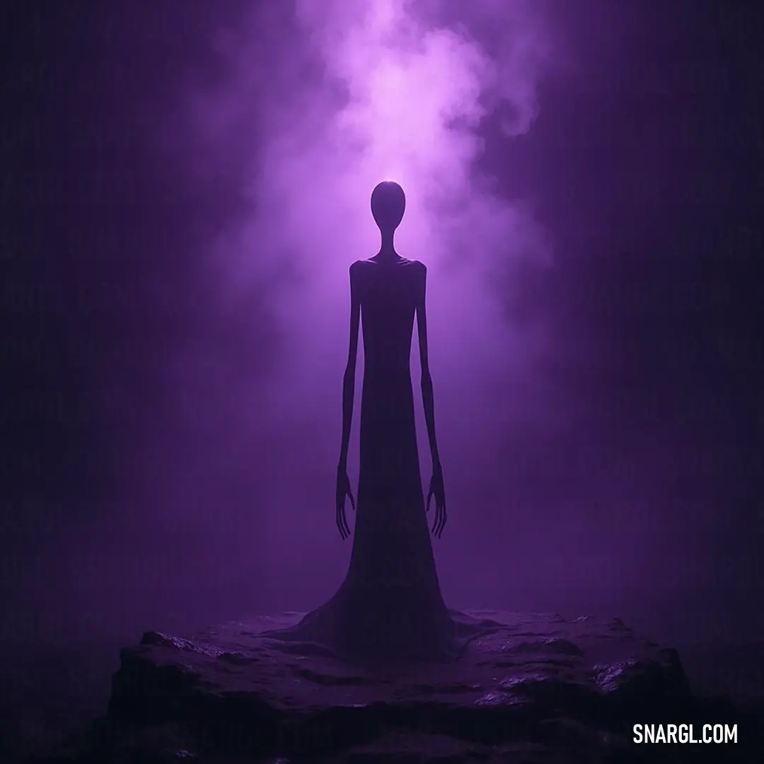 A mannequin enveloped in purple light and smoke stands motionless in a dark room, conjuring an otherworldly atmosphere filled with mystery and intrigue. A mannequin stands eerily still in a dimly lit room, accented by pulsating purple lights and a veil of smoke - creating a dreamlike, otherworldly atmosphere that blurs the line between reality and illusion.
