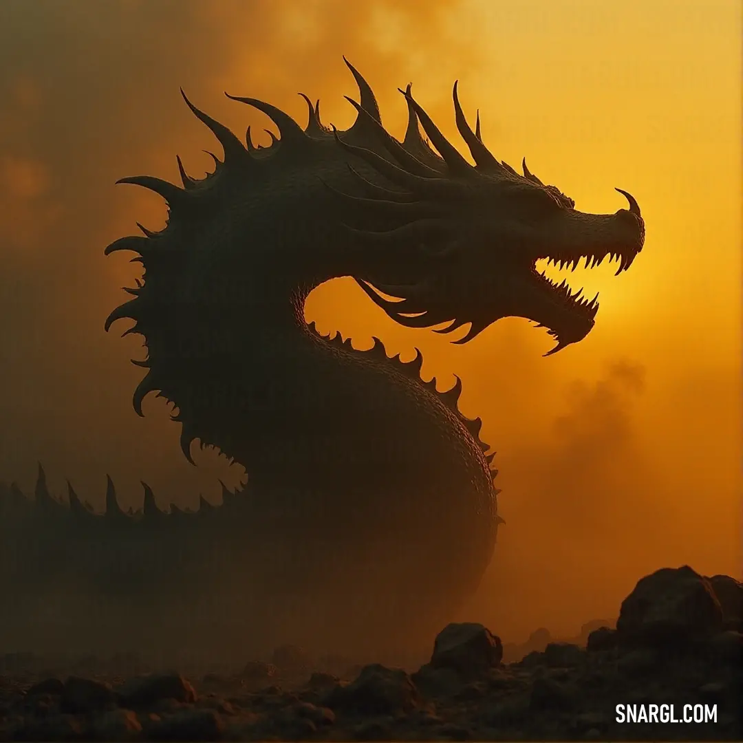 A majestic and mysterious Thousand-Year Hydra statue looms in the fog, with the sun creating an awe-inspiring silhouette. A towering statue of a Hydra, its many heads piercing through a thick fog with the sun casting an ethereal glow behind it, creating a mystical and powerful atmosphere.