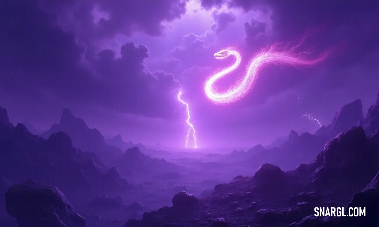 Vibrant purple sky adorned with dynamic lightning bolts, a captivating spectacle. An enchanting purple sky dazzles with vibrant lightning bolts, creating a stunning visual display that captivates the imagination with its otherworldly beauty and dynamic energy.