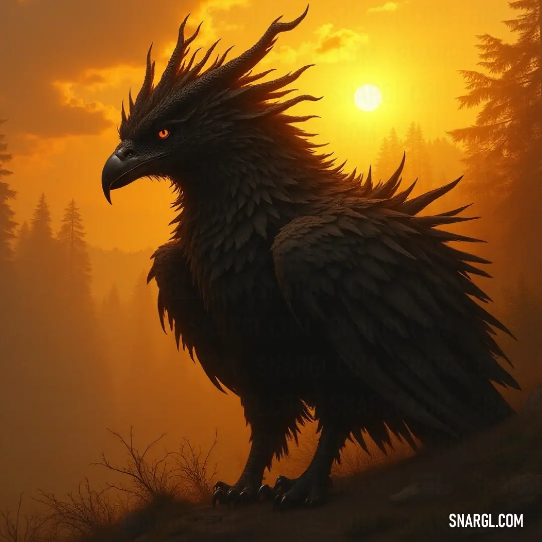 A magnificent Thunderhorn with an impressive beak stands majestically on a hill at sunset, radiating an aura of power and grace. A magnificent Thunderhorn with a grand beak stands proud upon a hillside, bathed in the warm golden hues of a sunset, exuding an air of sovereignty over the landscape below.