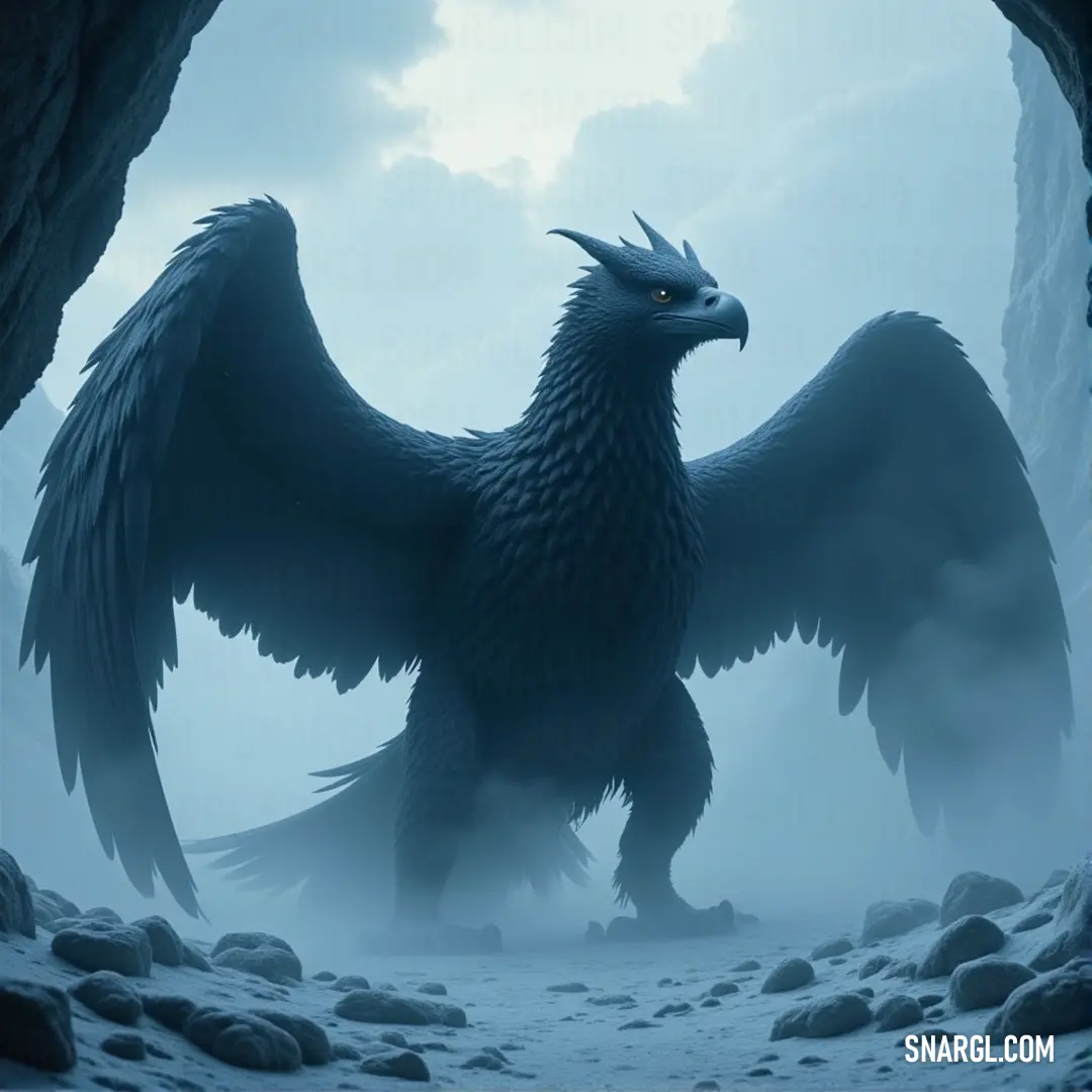 A massive creature with a huge beak stands in a rocky cave, its imposing presence magnified by the dark sky and scattered boulders, as if ready for battle. A massive creature with an oversized beak stands poised in a dark cave, its imposing figure casting shadows on the rocky ground. Surrounding boulders and a cloudy sky outside create an atmosphere of mystery and power.