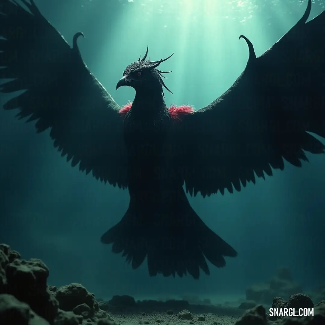 An extraordinary Large Thunderwing gracefully unfurls its magnificent wings in the shimmering water, sunlight filtering through, creating an ethereal ambiance that enchants all who gaze upon it. A magnificent Large Thunderwing spreads its wings wide in a crystal-clear underwater scene. Sunlight breaks through, illuminating the bubbles around it, giving an enchanting touch to this aquatic tableau.