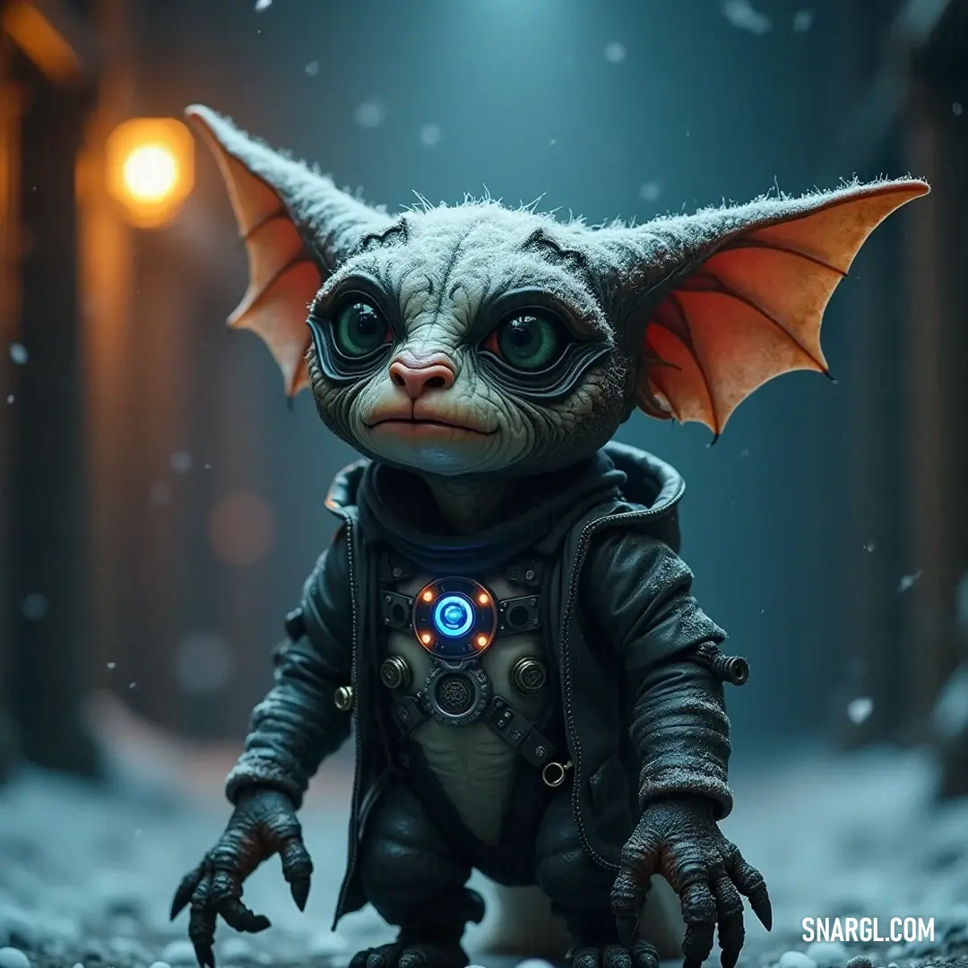 This quirky little toy, characterized by its bat-like head and playful wings, captures the imagination as it stands ready for adventure, inviting creativity and whimsical exploration.
