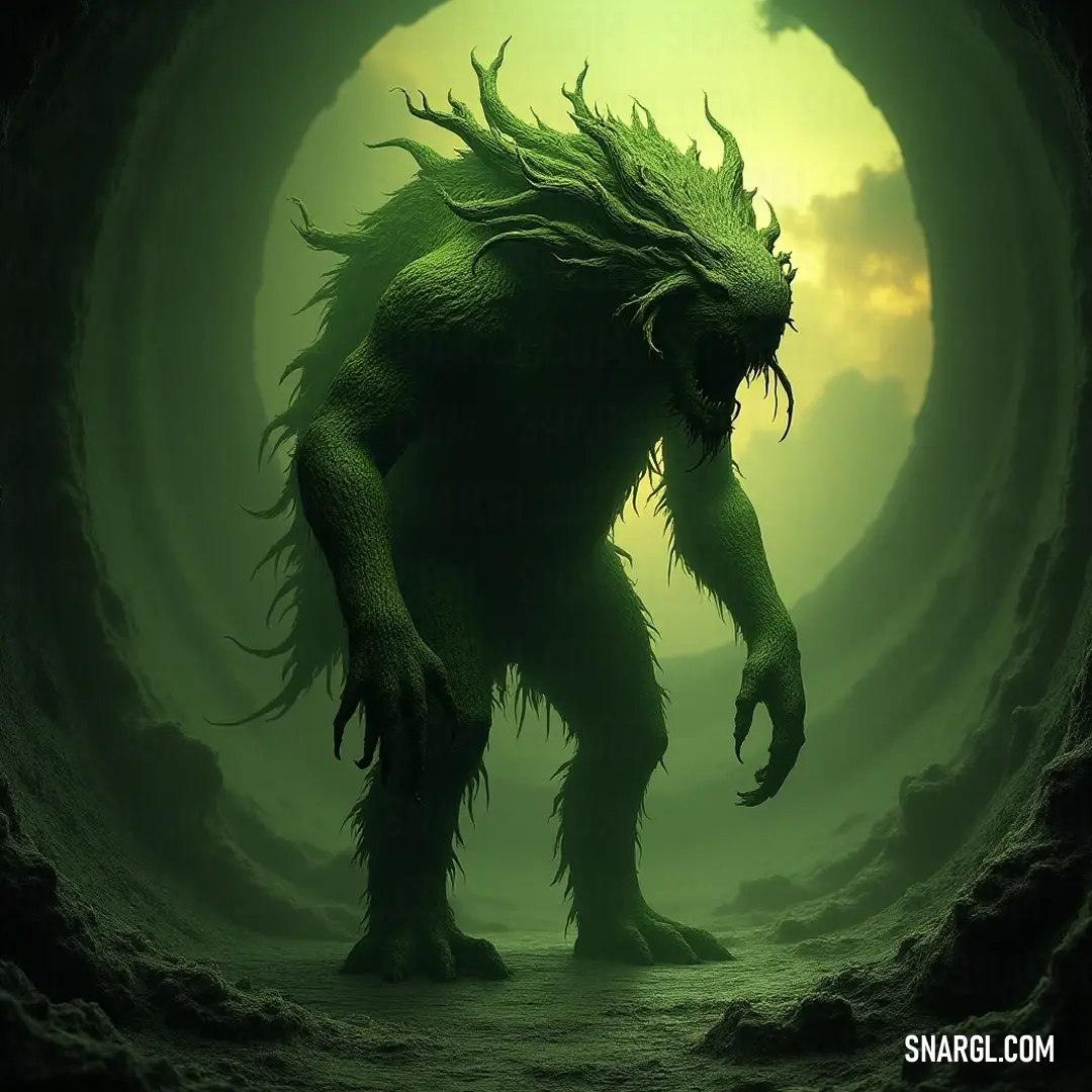 The Green Treebeard's Kin, a formidable guardian of the cave, stands proud against the celestial backdrop, showcasing its ancient power and connection to the earth. Deep within a mystical cave, the Green Treebeard's Kin, with its fierce horns and claws, stands in defiance, set against a brilliant sky backdrop, epitomizing strength and resilience in the heart of the earth.