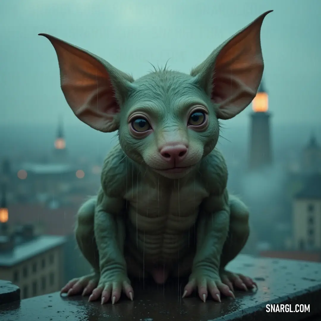 The Green Trill on a Raindrenched Rooftop, Overlooking a Lively Cityscape Amidst a Stormy Sky, Embracing Urban Adventure. The Green Trill, perched atop a rain-soaked rooftop, gazes through a curtain of droplets at an expansive cityscape. Vibrancy dances as he stands against the backdrop of an urban jungle, alive with adventure.
