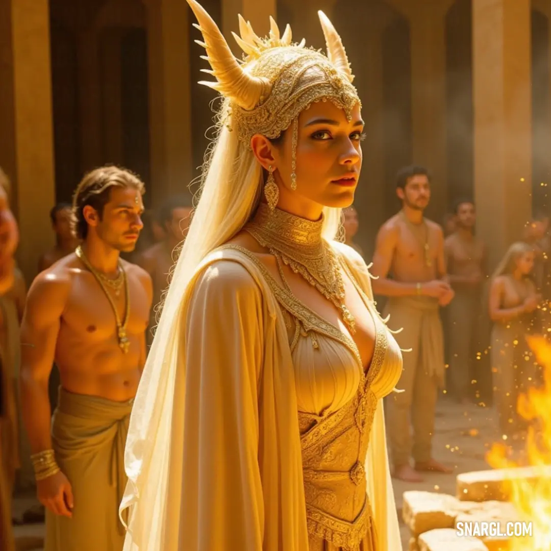 An inviting image showing a woman in a colorful costume, gathered by a warm fire pit with friends, highlighting a blissful atmosphere filled with laughter and shared stories beneath a canopy of twinkling stars. A captivating scene featuring a woman dressed in an elaborate costume, standing by a cozy fire pit surrounded by friends, evoking a sense of warmth and camaraderie under a starlit sky, with flickering flames reflecting the joy of togetherness.