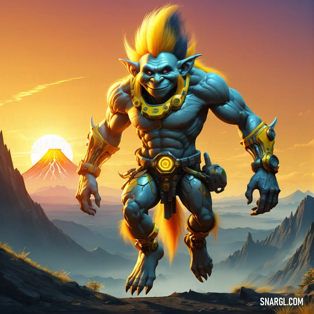 Troll with a yellow hair and a blue body