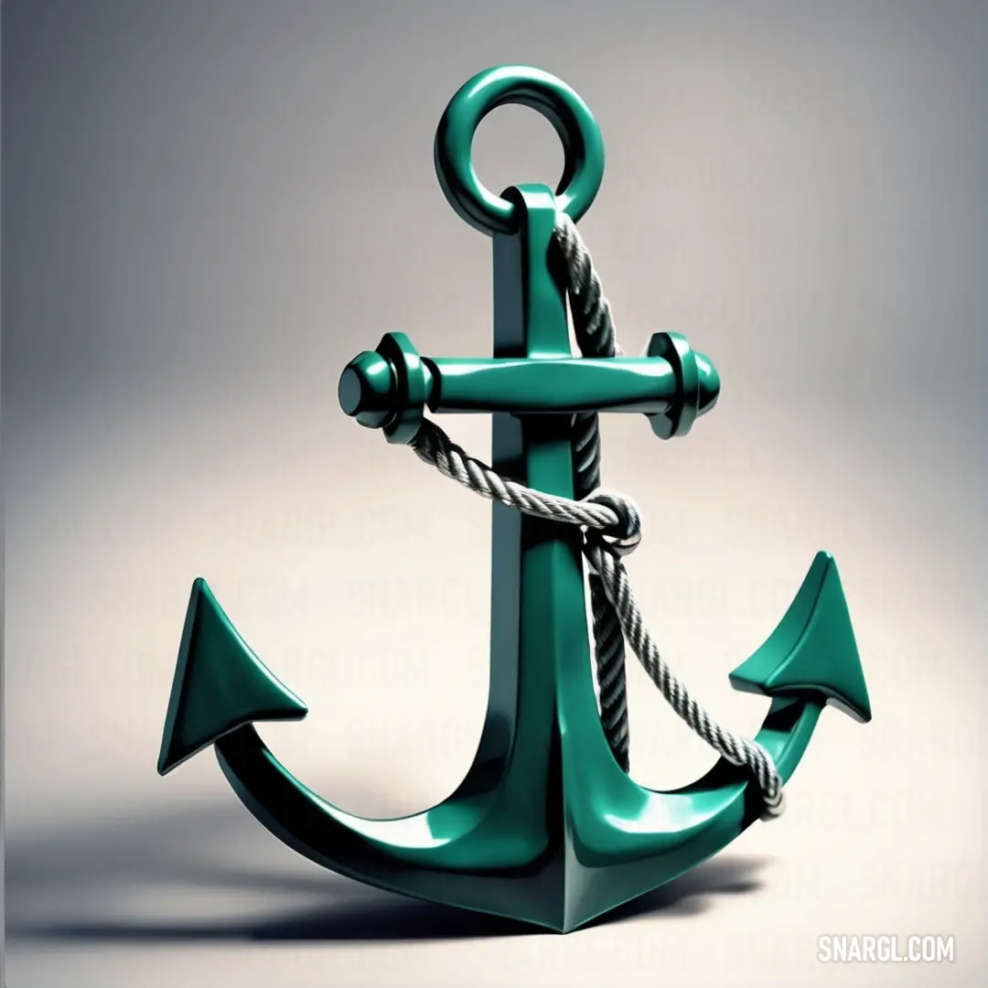 Anchor with a rope on a gray background. Example of #00755E color.