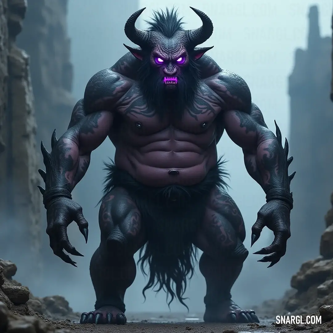 A mystical Tsuchinoko with purple eyes, horns, and a mysterious presence within a fog-laden cave. A Tsuchinoko with glistening purple eyes and majestic horns, poised amidst a foggy cave, where rocks and shadows weave a captivating narrative of hidden wonders.