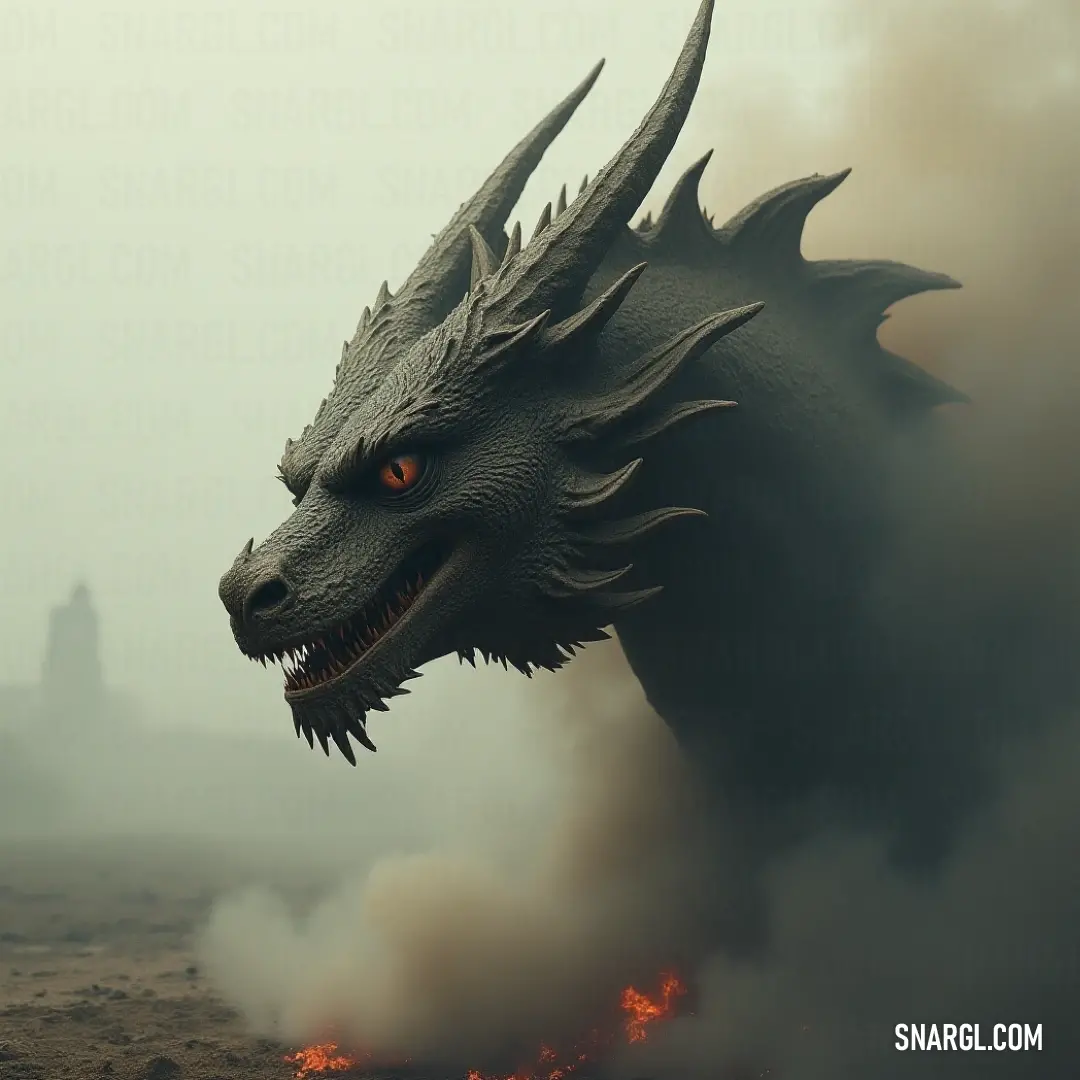 A striking Tyrion with piercing red eyes looms in a thick fog, with a distant castle shrouded in mystery. Its imposing presence invites speculation about the stories hidden within this shadowy landscape.
