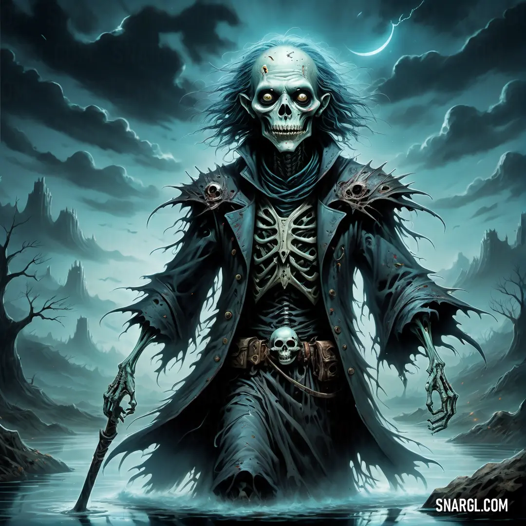Undead in a black coat with a knife in his hand
