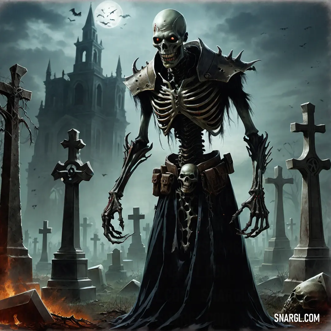 Undead in a graveyard with a Undead in his hand