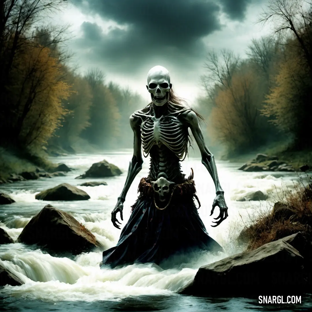 Undead standing in a river with a Undead in it's body