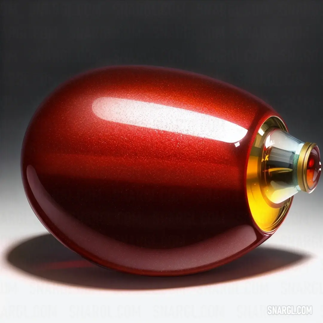 Red object with a yellow top on a white surface with a black background. Color CMYK 0,100,100,40.