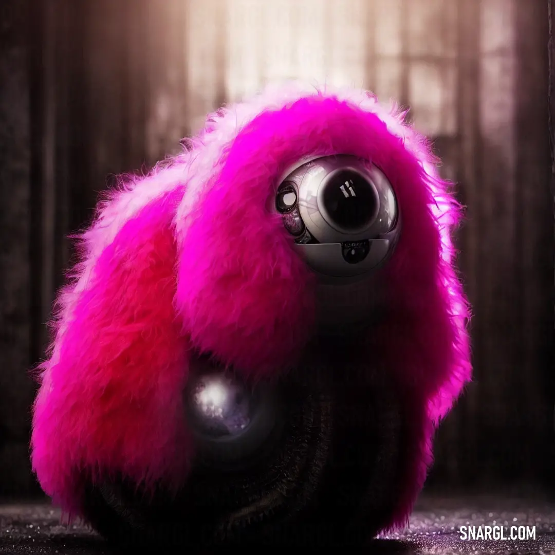 Camera with a fuzzy pink fur covering it's body