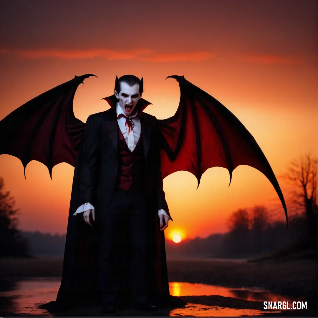 Vampire with a red bat wings and a red tie