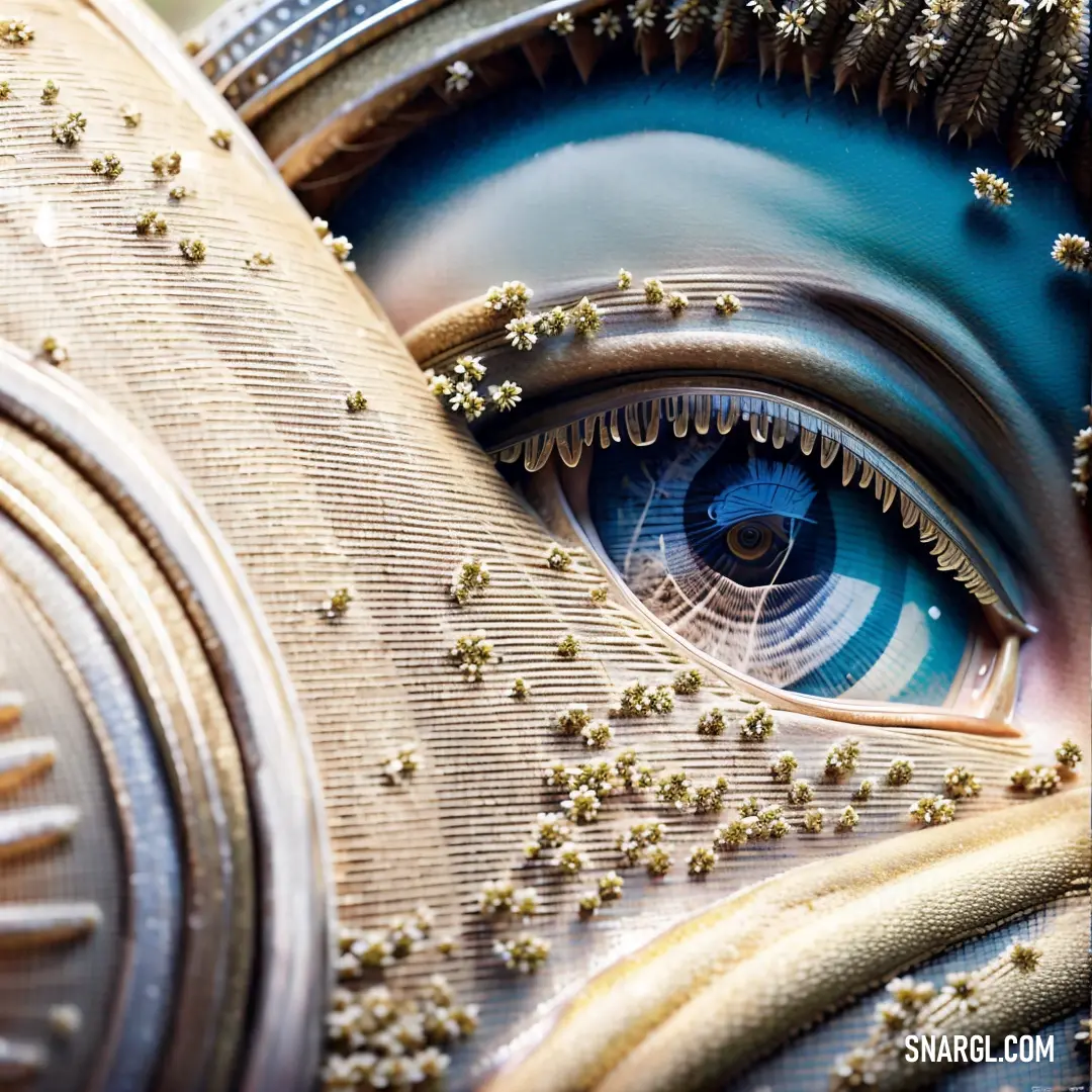 Close up of a person's eye with a clock in the background