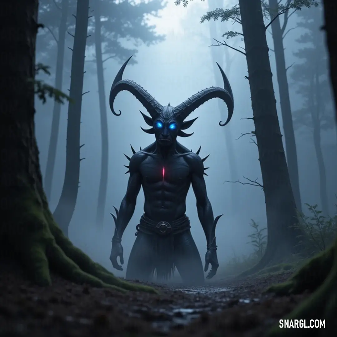 Varithrax Soulflayer: Eyes of the Enchanted Woods Varithrax Soulflayer lurks within an eerie woodland, his horns and glowing eyes piercing through the heavy fog. Surrounded by whispering trees, he embodies a mystical presence that hints at the supernatural forces at play in this enchanted environment.
