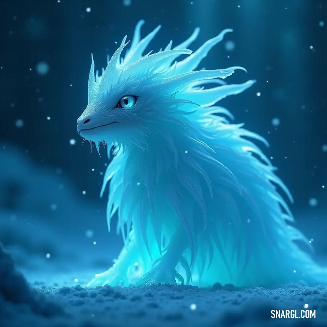 Playful Blue furry Vellamo embraces the winter magic, surrounded by snowflakes and a serene blue sky in a wintry scene. In a winter wonderland, a Blue furry Vellamo playfully picks up snowflakes that dance around her face, amidst a softly falling snow against a backdrop of a serene blue sky, radiating joy and the magic of the snowy landscape.