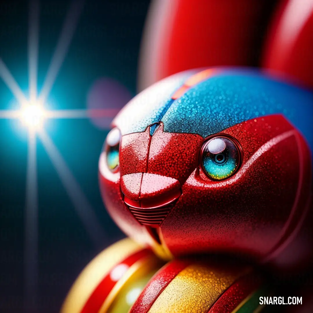 Venetian red color. Close up of a toy with a star in the background