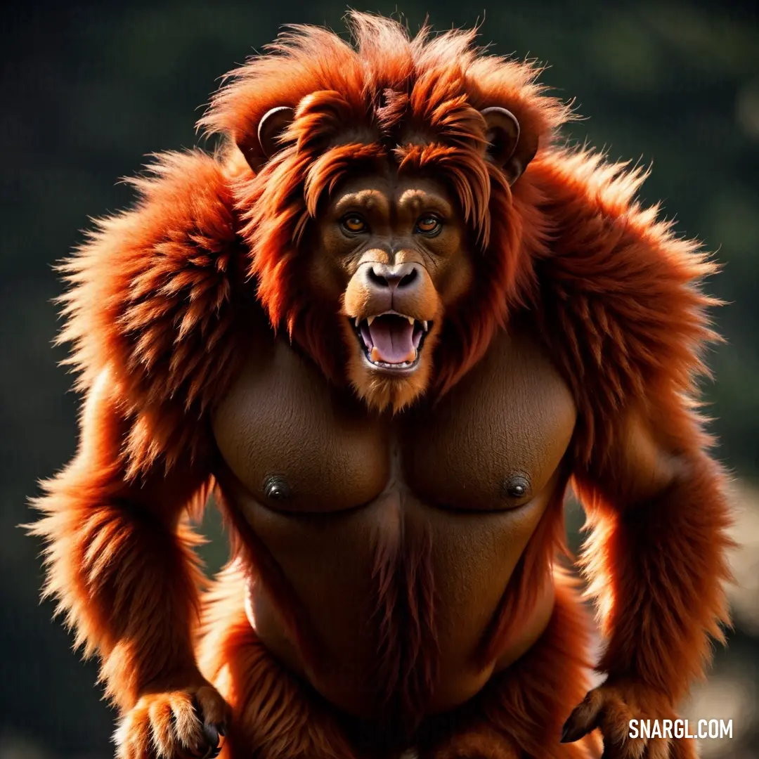 Very hairy monkey with a big smile on his face and chest