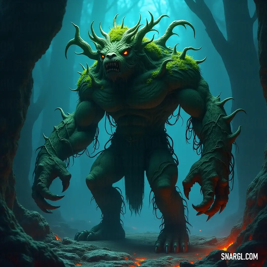 A majestic Vineclaw, an ancient guardian of the forest, stands tall with its massive claws and intricate bark-like textures, radiating a strong, mystical presence. A formidable Vineclaw towering above the landscape, its immense size accentuated by sharp claws and intricate patterns on its bark-like skin, surrounded by a mystical aura that hints at its ancient power.