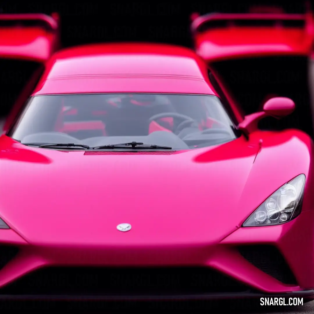 Pink sports car is shown in this image