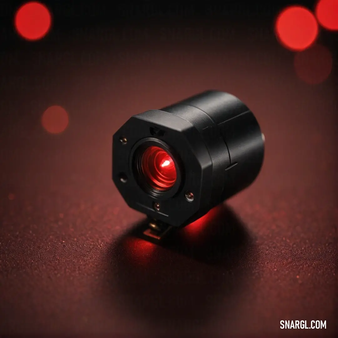 A striking red light beams vibrantly on a sleek black surface, surrounded by glowing red accents in the background, creating a dramatic and intense atmosphere that highlights the boldness of color and light in a captivating display.