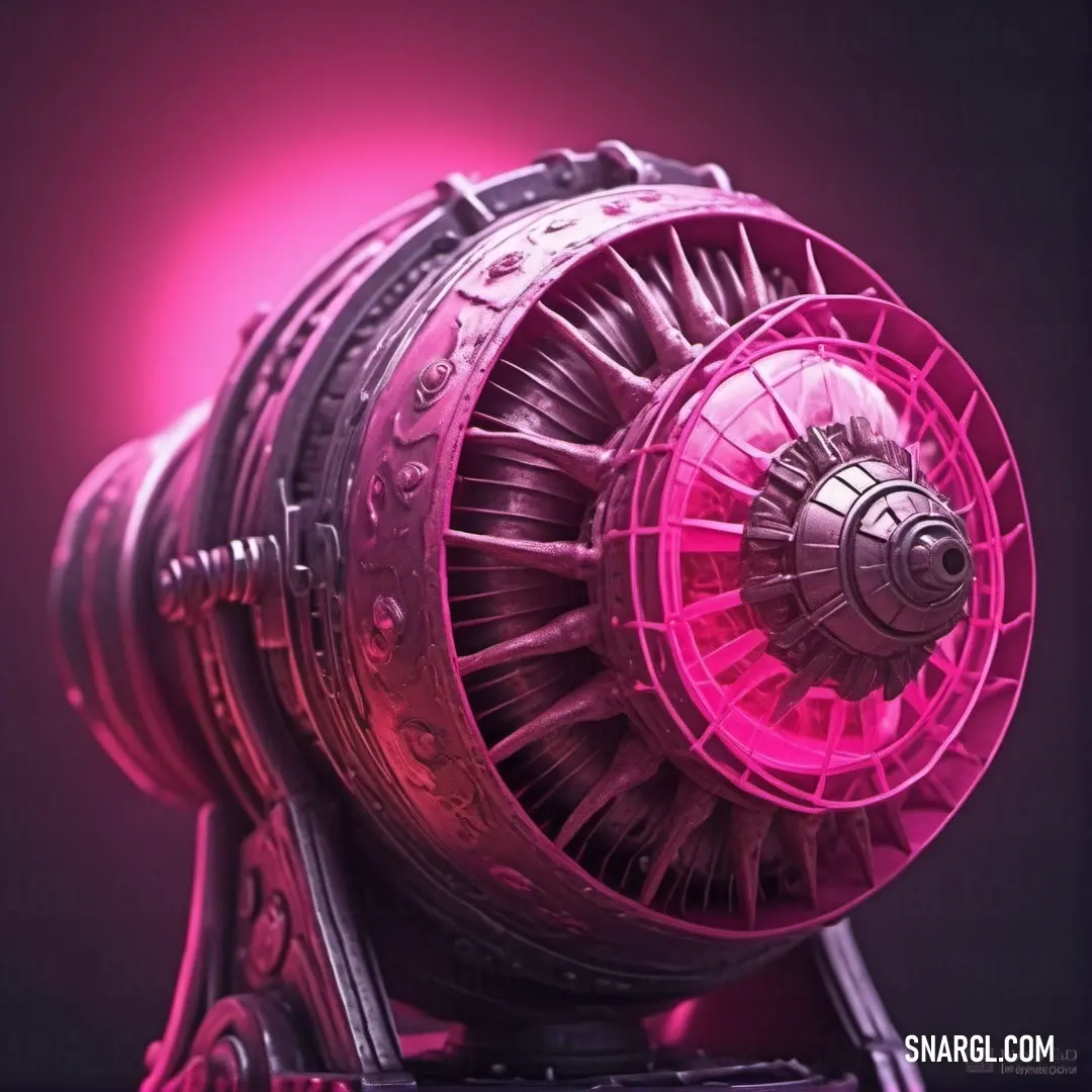 Pink and black photo of a large blow dryer on a black background. Example of RGB 218,29,129 color.