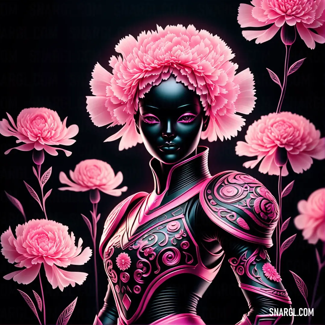 Vivid cerise color example: Woman with a pink flower in her hair