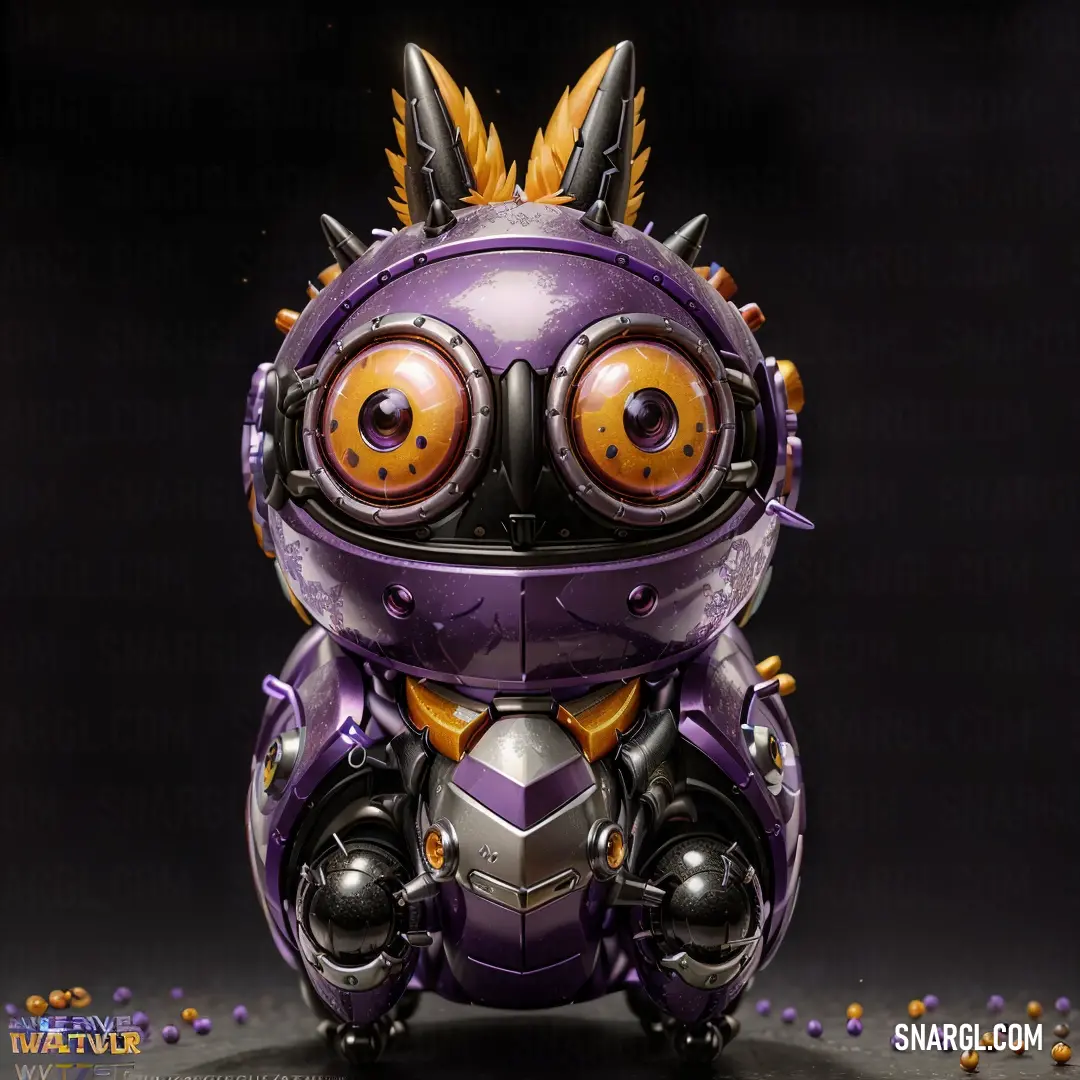 Purple robot with spikes on its head and eyes